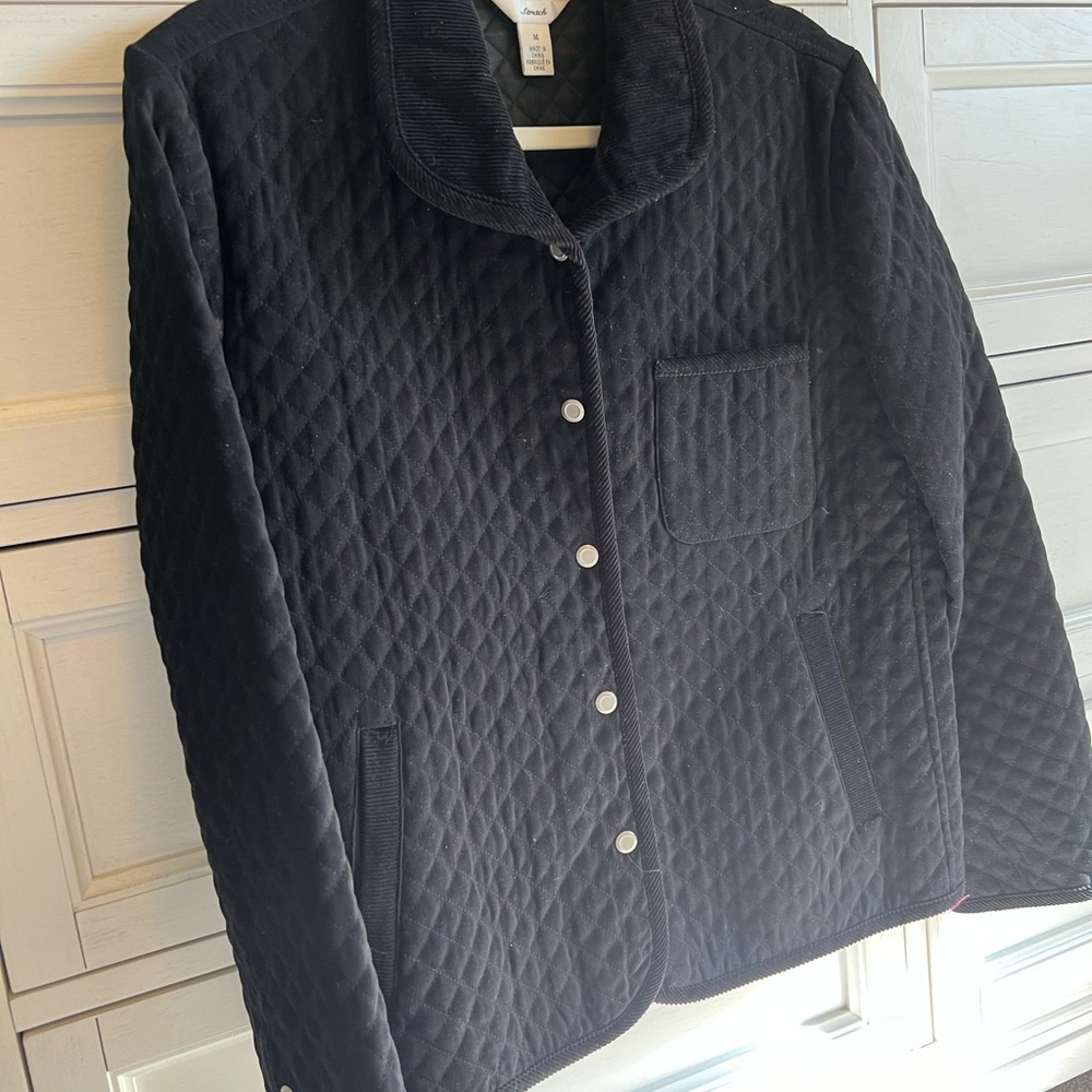 Black Quilted Jacket with Snap Buttons